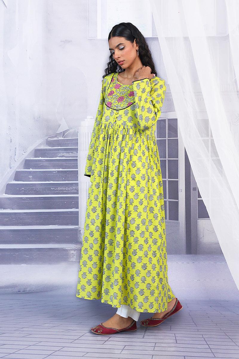 Generation - Sarasa Flared Dress - Yellow - Lawn - 1 Piece