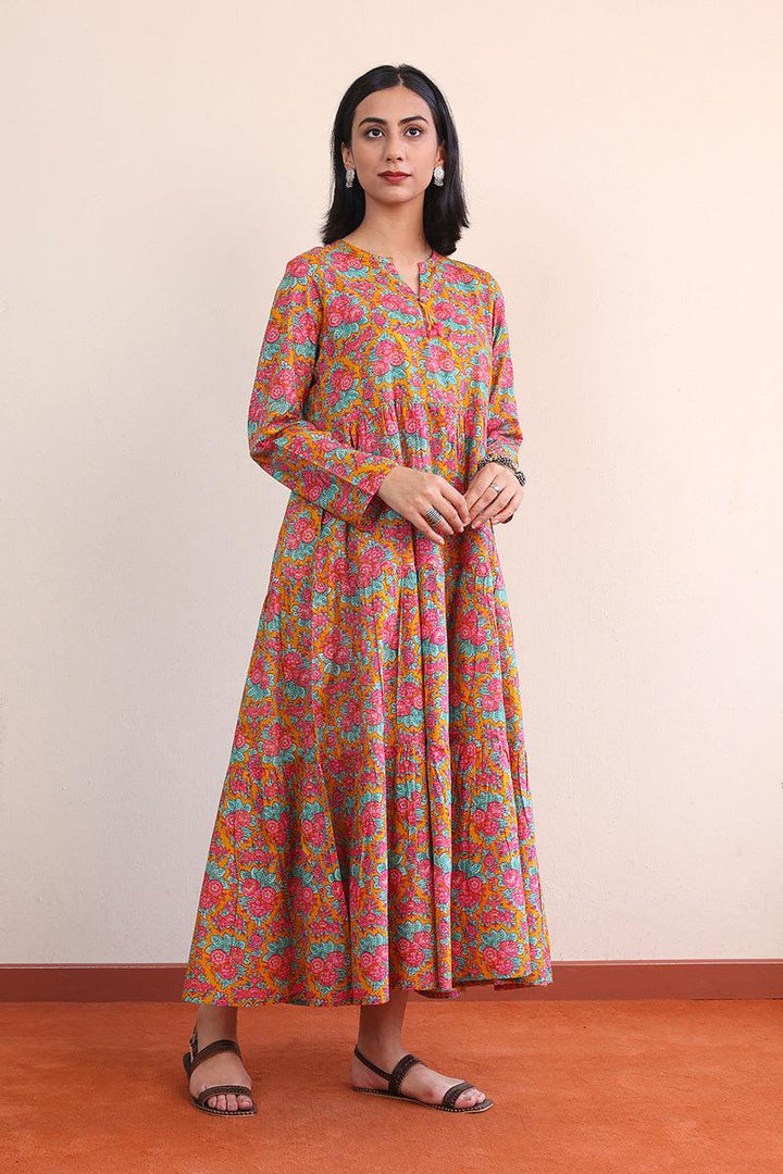 Generation - Rumaal Tiered Dress - Mustard - Lawn - 1 Piece
