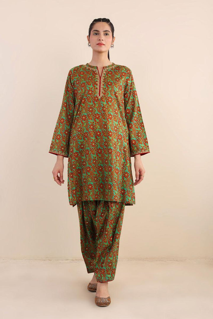 Generartion - Shadow Work Embroidered Set - 2 Piece - Green - Lawn