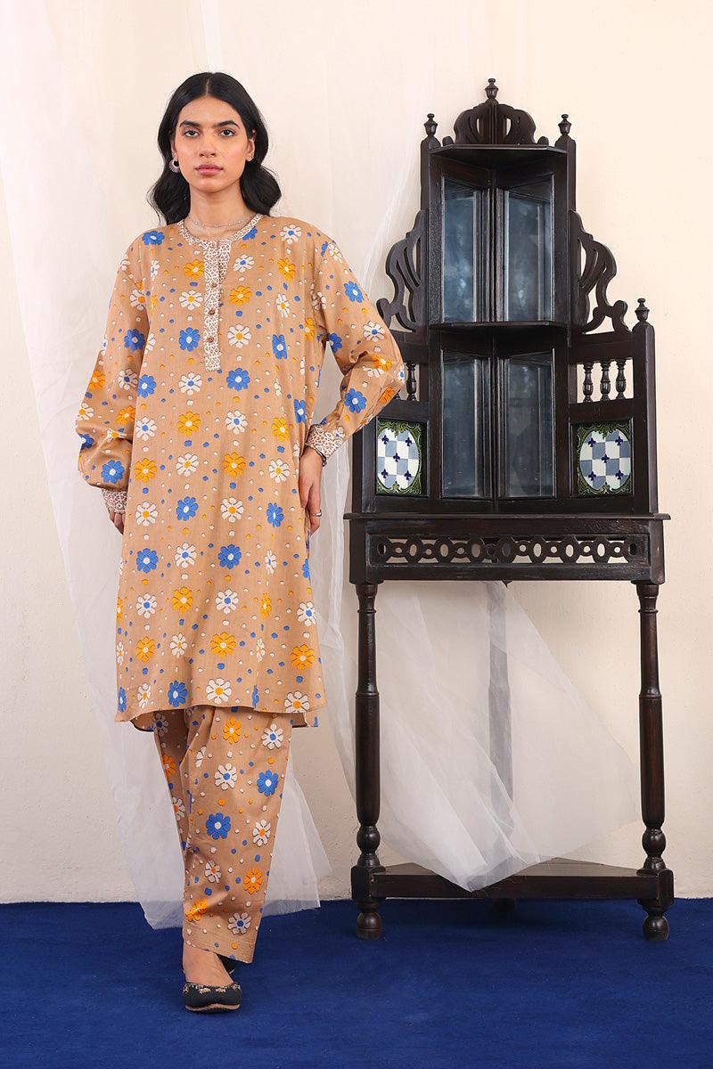 Generartion - Jamdani Set - 2 Piece - Beige - Lawn
