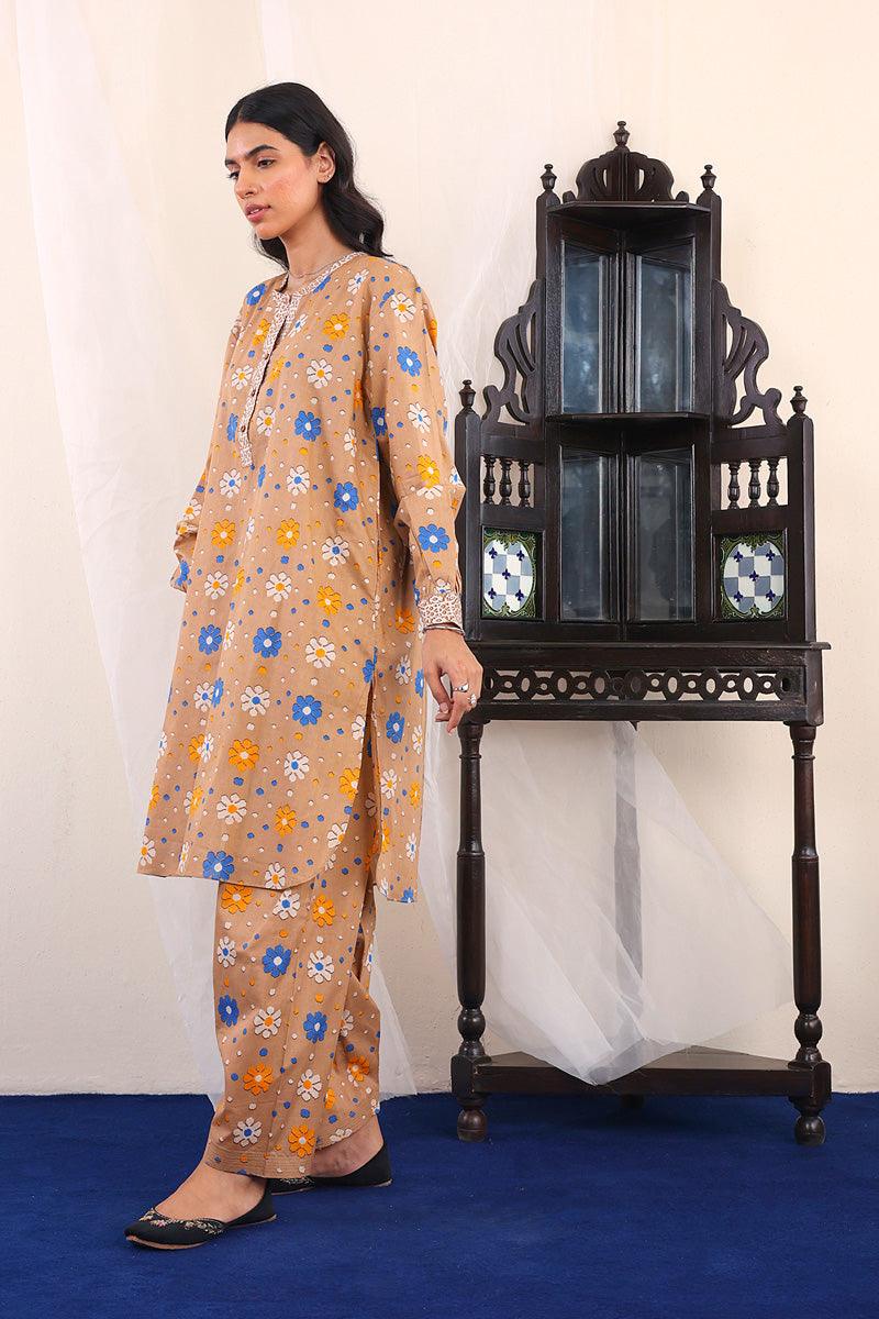 Generartion - Jamdani Set - 2 Piece - Beige - Lawn