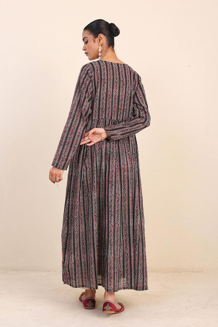 Generartion - Ajrak Block Dress - 1 Piece - Black - Lawn
