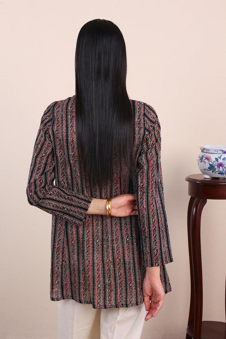 Generartion - Ajrak Block Top - 1 Piece - Black - Lawn