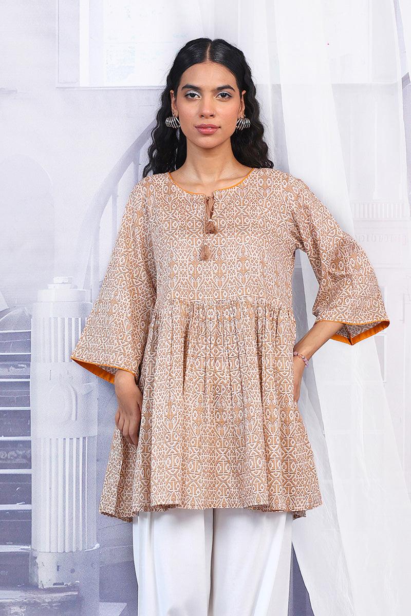 Generation - Jamdani Peplum - Beige - Lawn - 1 Piece