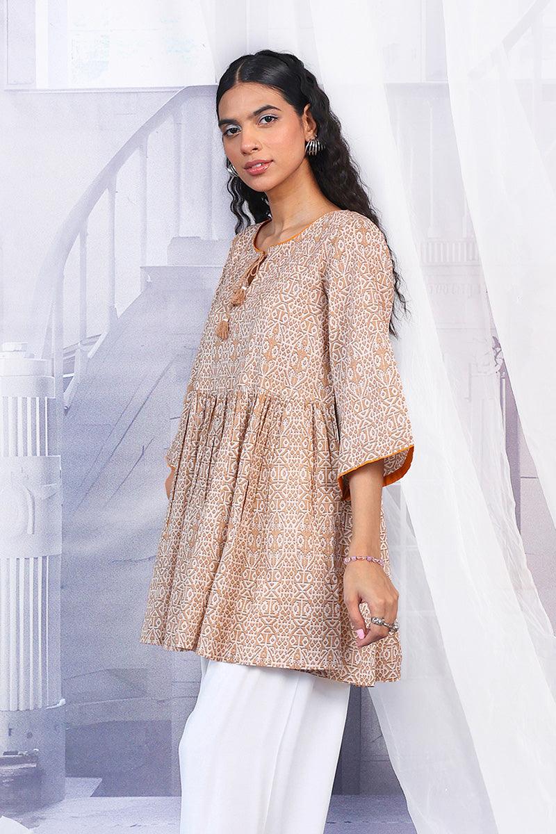 Generation - Jamdani Peplum - Beige - Lawn - 1 Piece