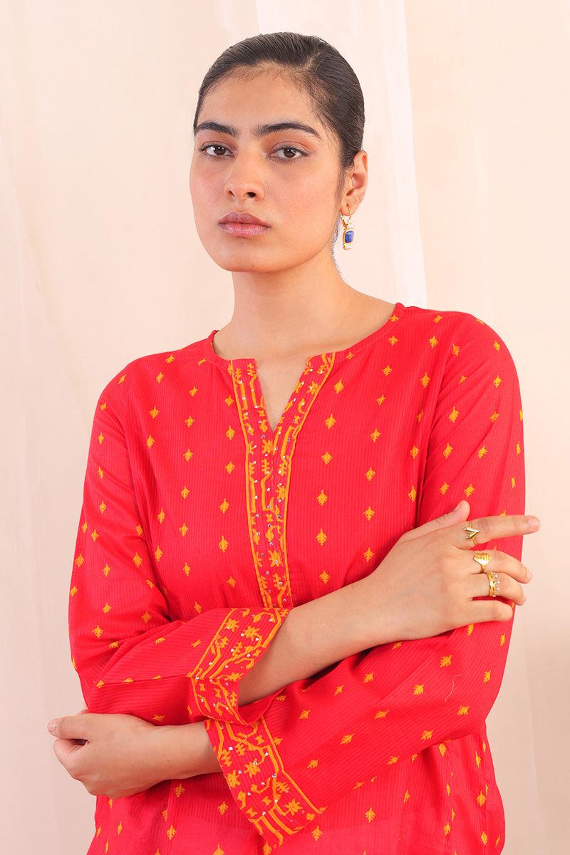Generation - Dhakai Kurta - Cotton - Red - 1 Piece