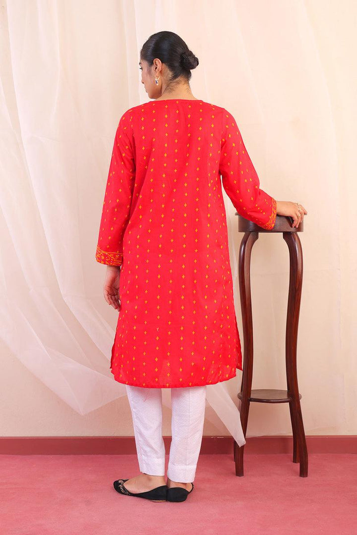 Generation - Dhakai Kurta - Cotton - Red - 1 Piece