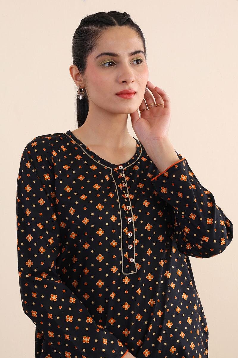 Generartion - Polki Gharara Set - 2 Piece - Black - Lawn