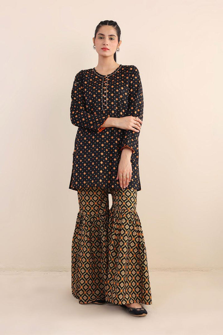 Generartion - Polki Gharara Set - 2 Piece - Black - Lawn