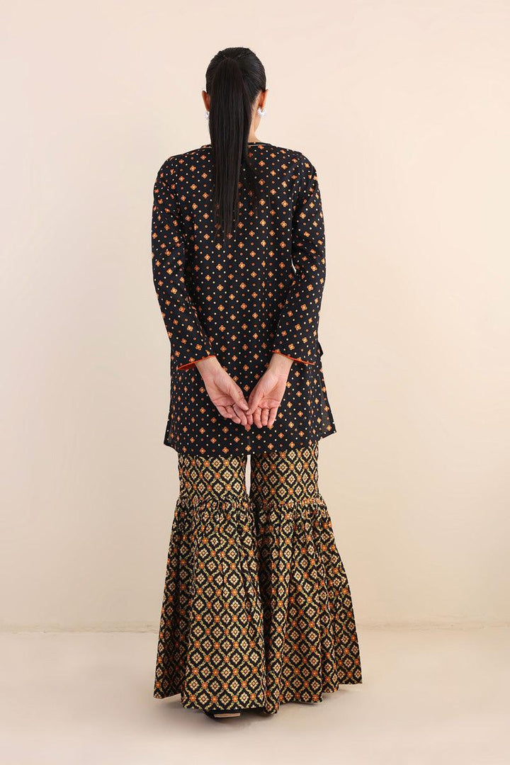 Generartion - Polki Gharara Set - 2 Piece - Black - Lawn