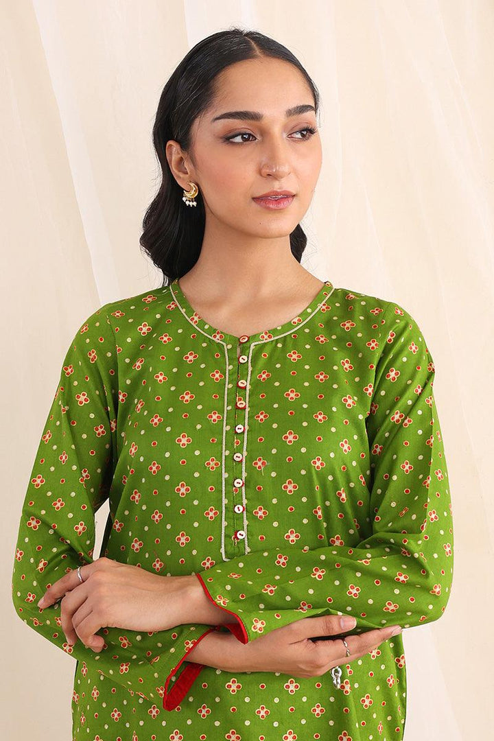 Generartion - Polki Gharara Set - 2 Piece - Green - Lawn