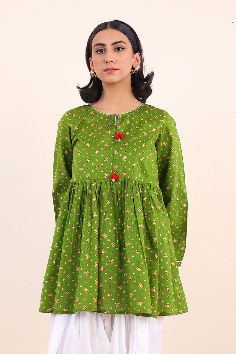 Generartion - Polki Top - 1 Piece - Green - Lawn
