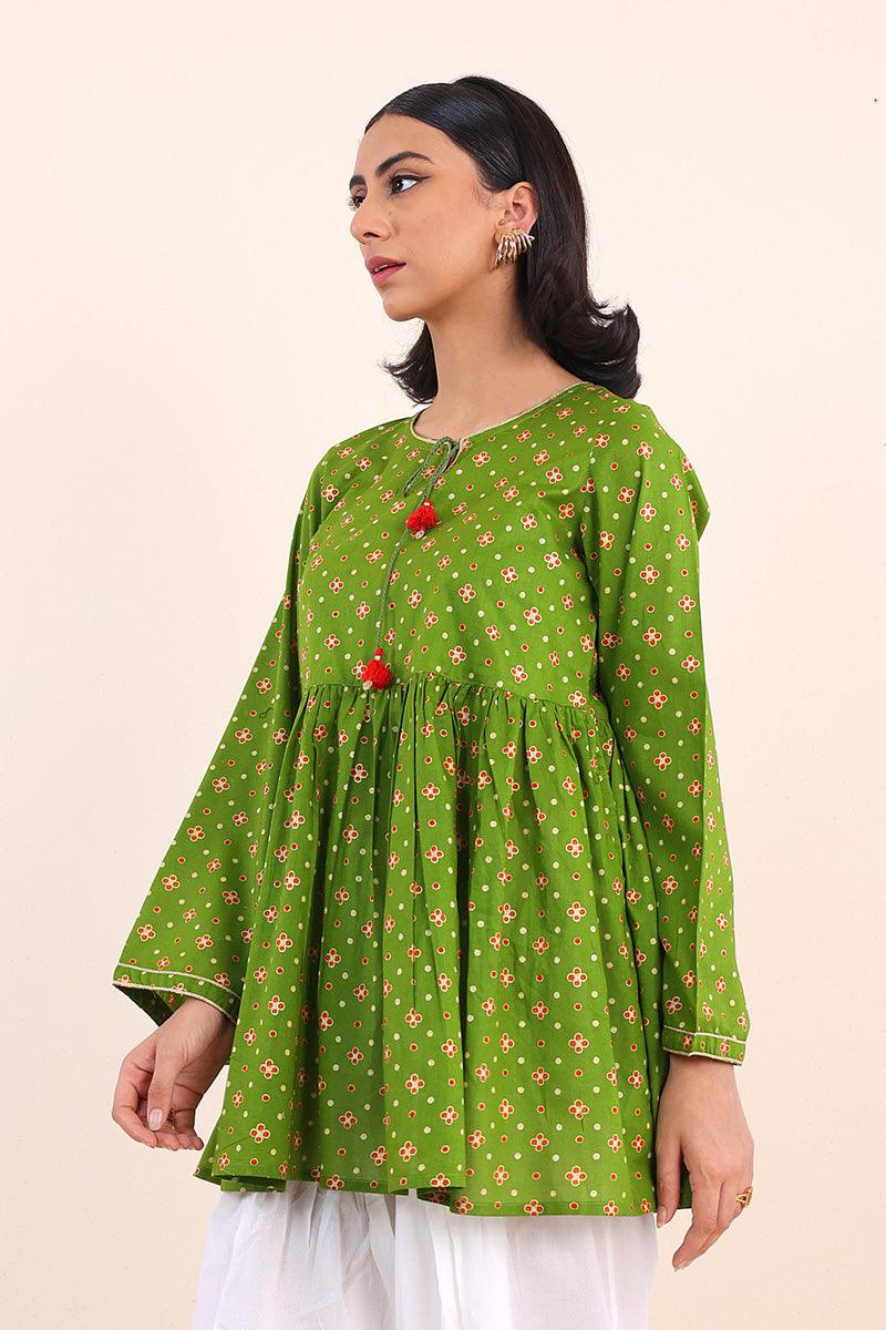 Generartion - Polki Top - 1 Piece - Green - Lawn