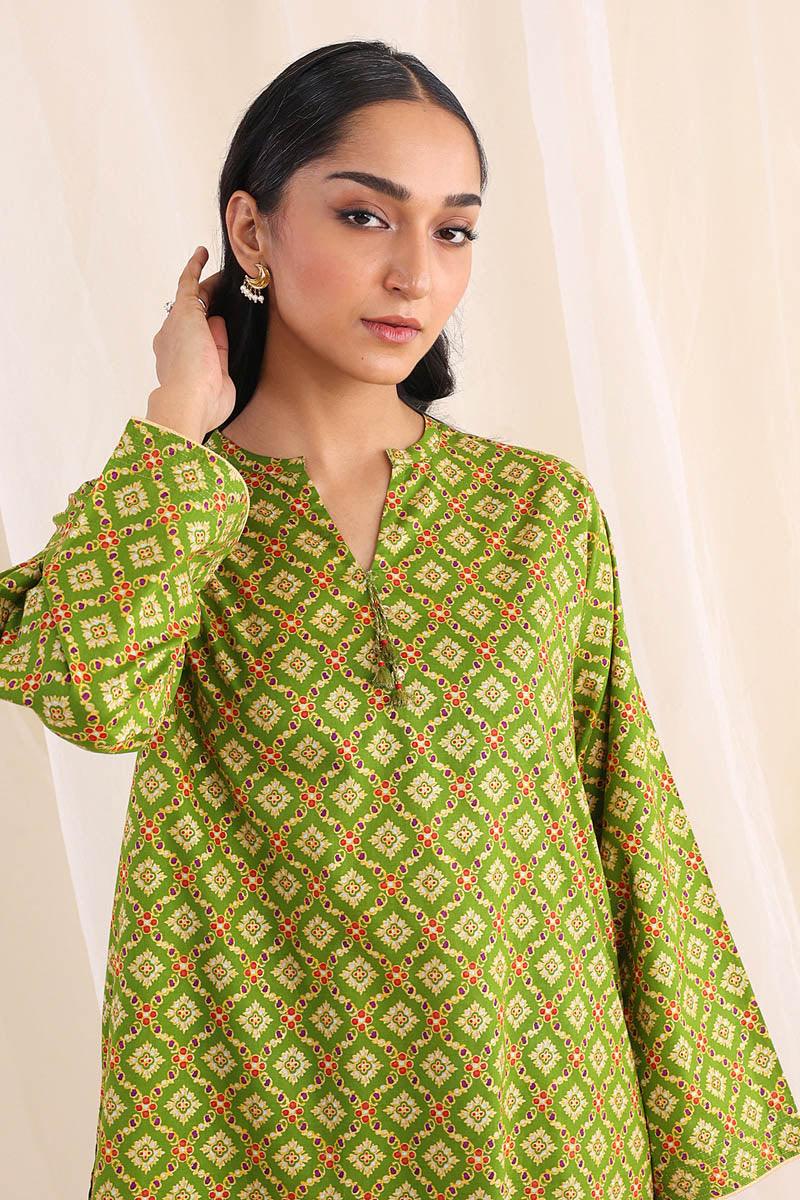 Generartion - Polki Shalwar Kameez Set - 2 Piece - Green - Lawn