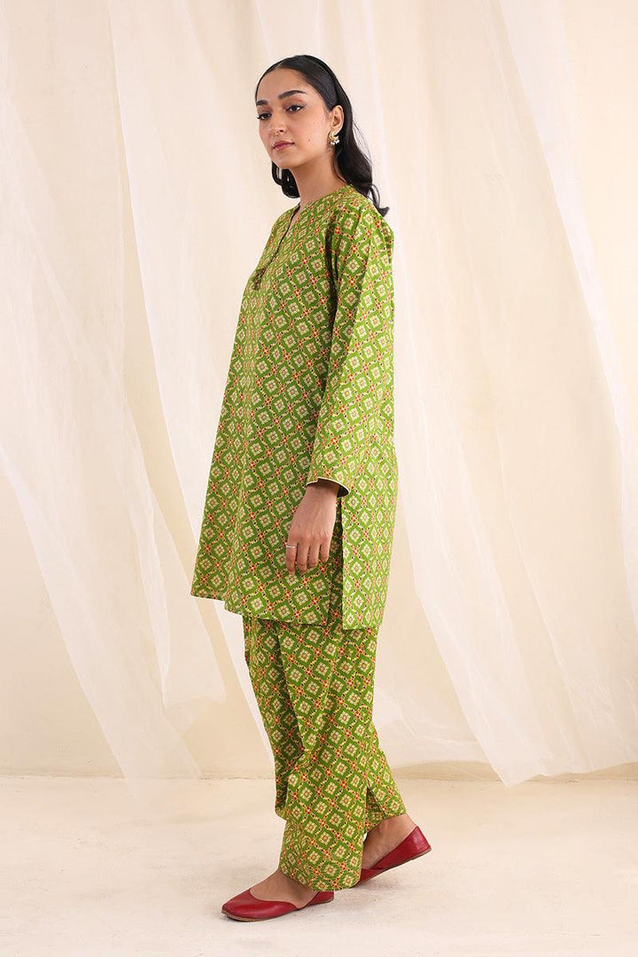 Generartion - Polki Shalwar Kameez Set - 2 Piece - Green - Lawn