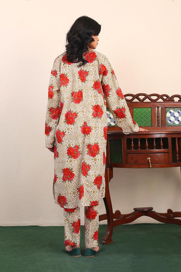 Generartion - Tilework Kameez Shalwar Set - 2 Piece - Olive Green - Lawn