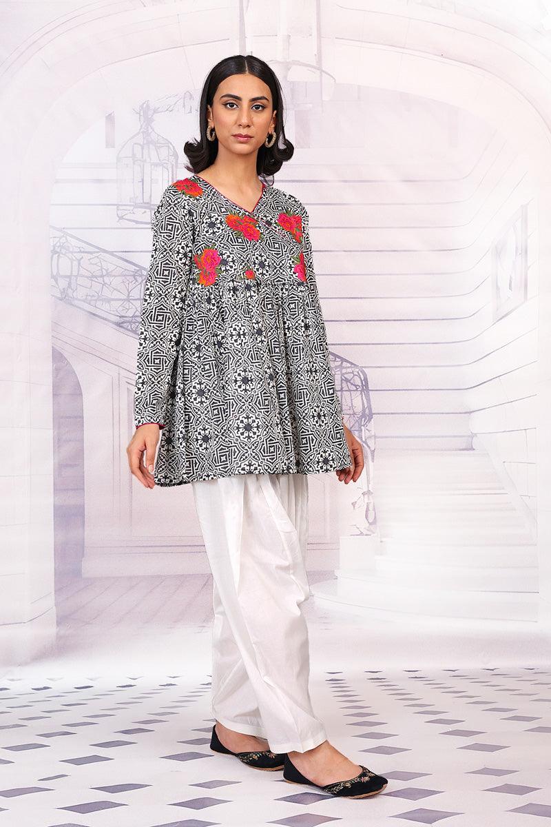 Generartion - Tilework Peplum - 1 Piece - Black - Lawn
