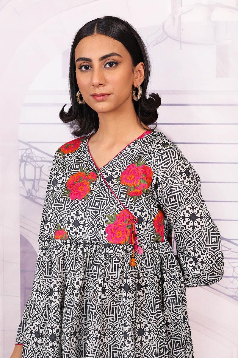 Generartion - Tilework Peplum - 1 Piece - Black - Lawn