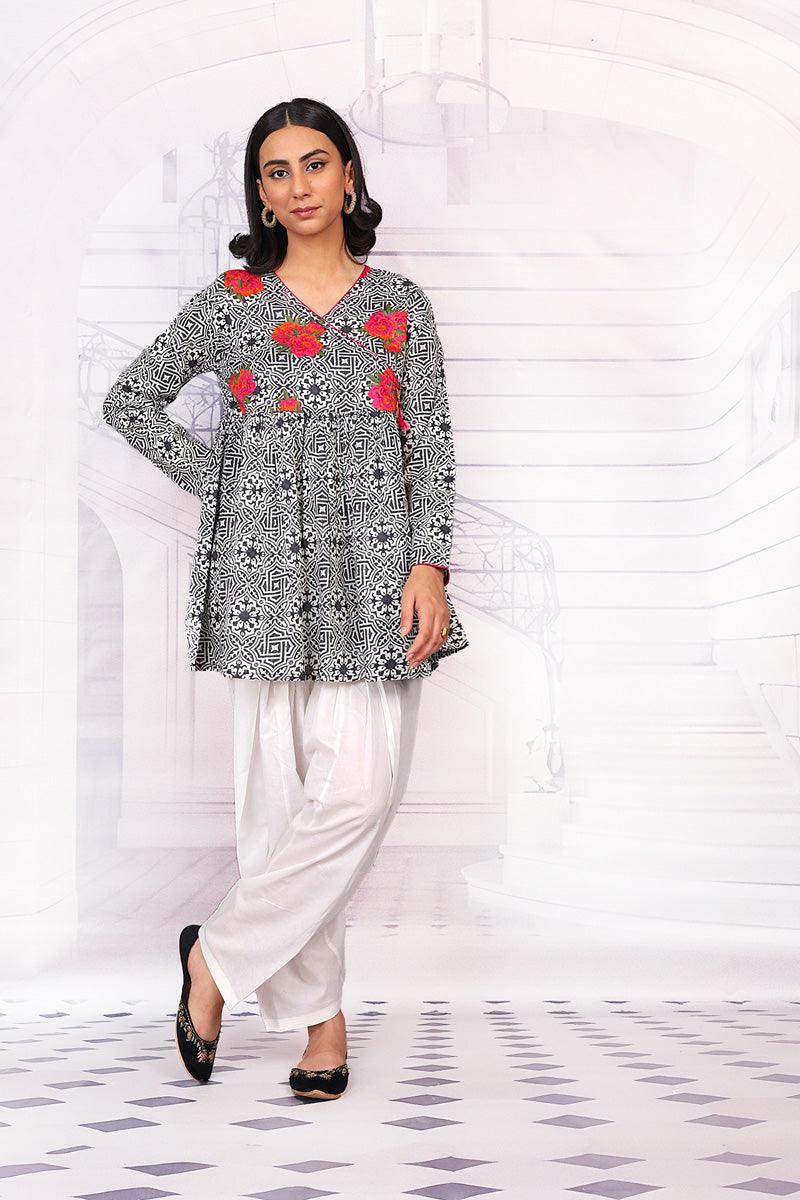 Generartion - Tilework Peplum - 1 Piece - Black - Lawn