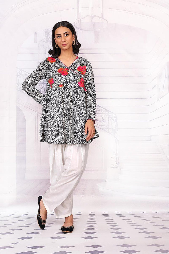 Generartion - Tilework Peplum - 1 Piece - Black - Lawn