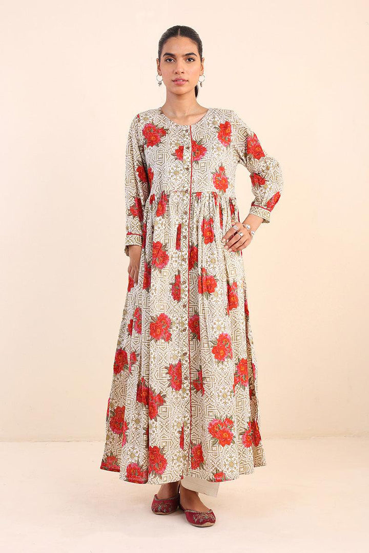 Generartion - Tilework Flared Dress - 1 Piece - Olive Green - Lawn