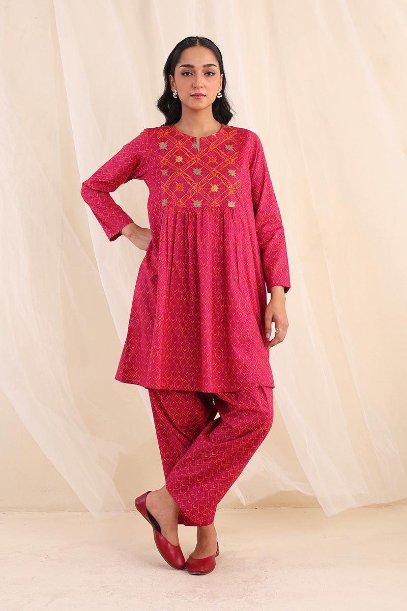 Generartion - Phulkari Set - 2 Piece - Orange - Lawn