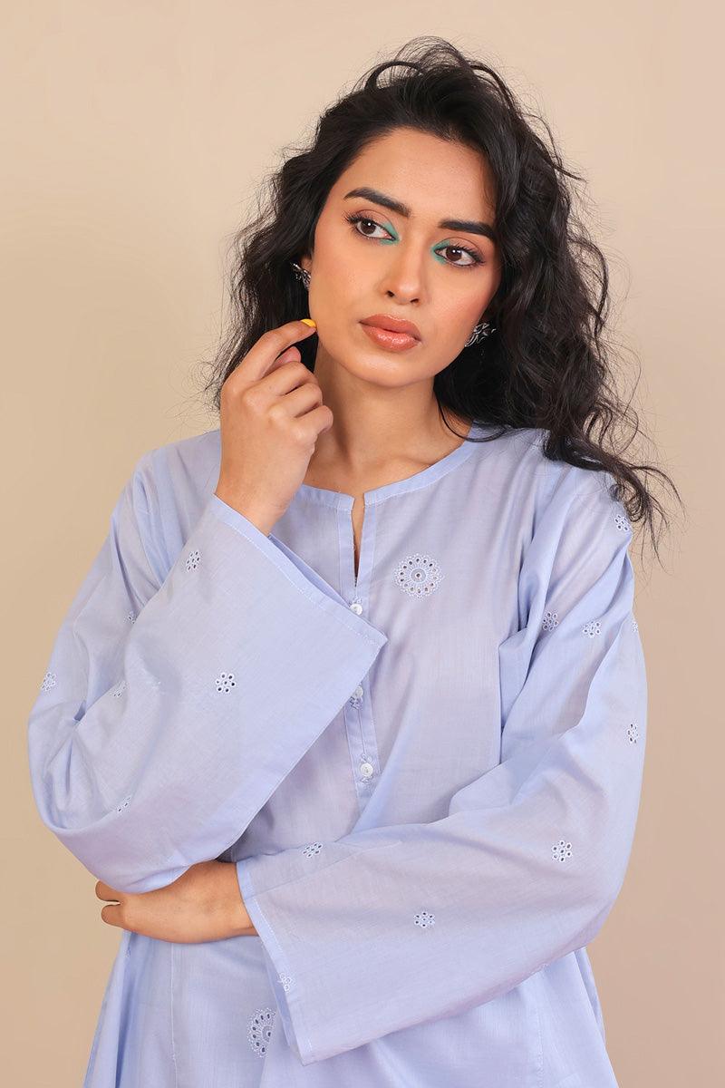 Generation - 2-Piece Summer Breeze Set - Sky Blue - Schiffli