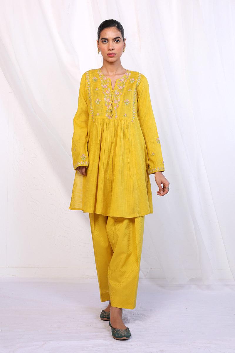 Generation - 2- Piece Sunehri Phool Peplum - Red - Lawn