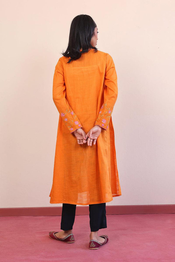 Generation - Sunehri Phool Embroidered Shirt - Orange - Lawn - 1 Piece