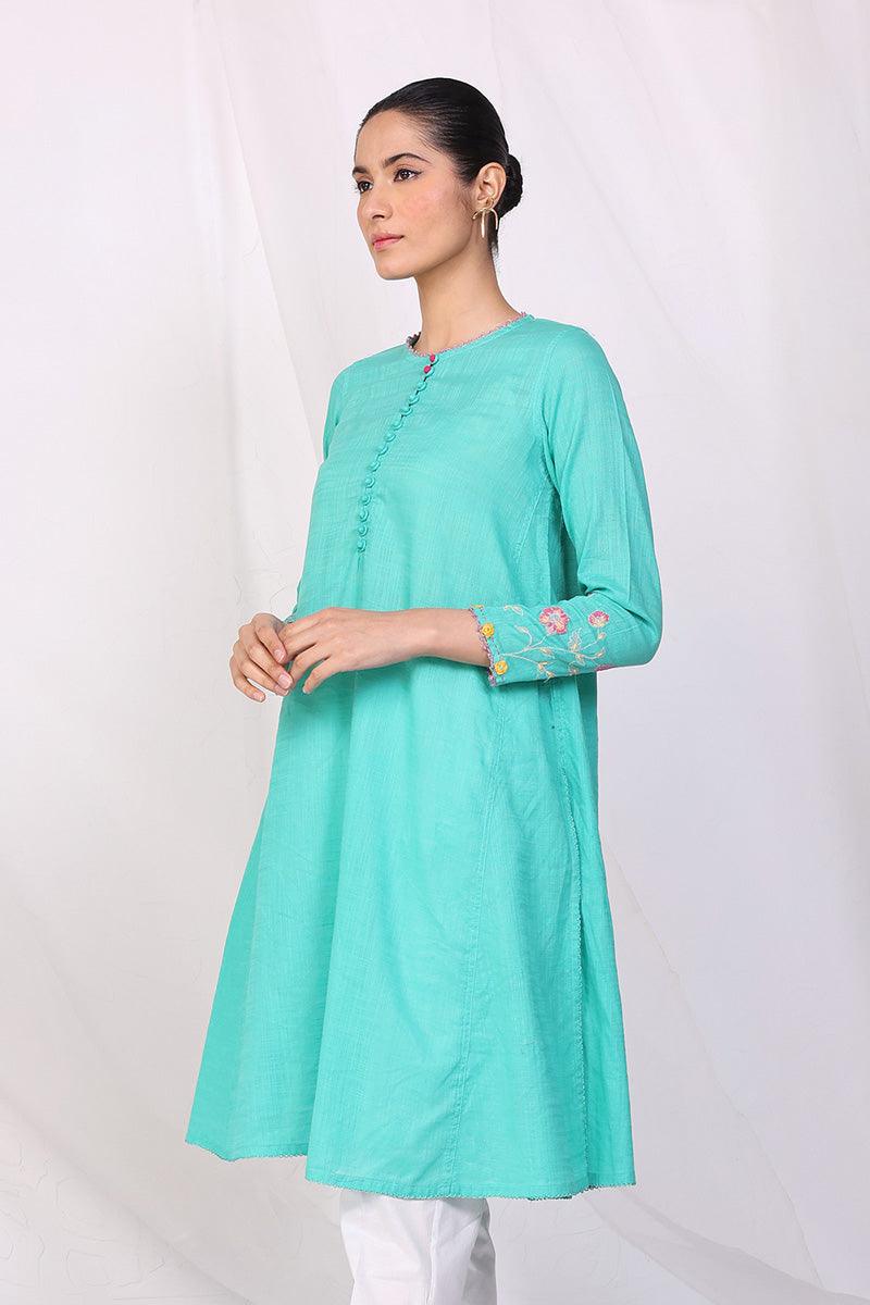 Generation - Sunehri Phool Embroidered Shirt - Sea Green - Lawn - 1 Piece