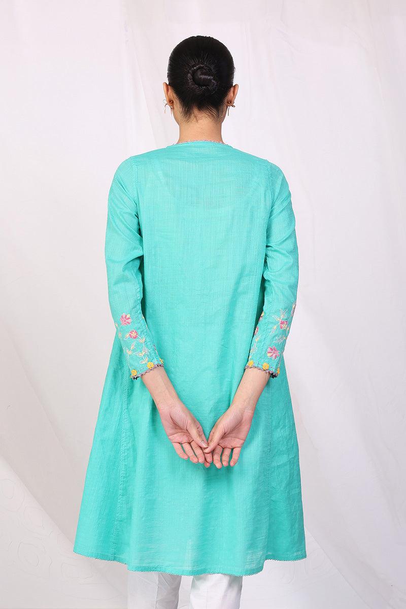 Generation - Sunehri Phool Embroidered Shirt - Sea Green - Lawn - 1 Piece