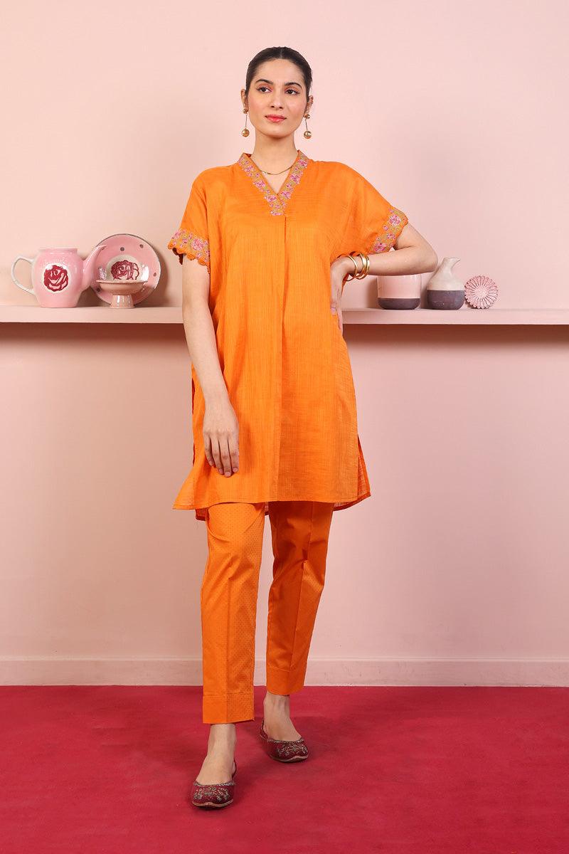Generation - Sunehri Phool Set - Orange - Lawn - 2 Piece