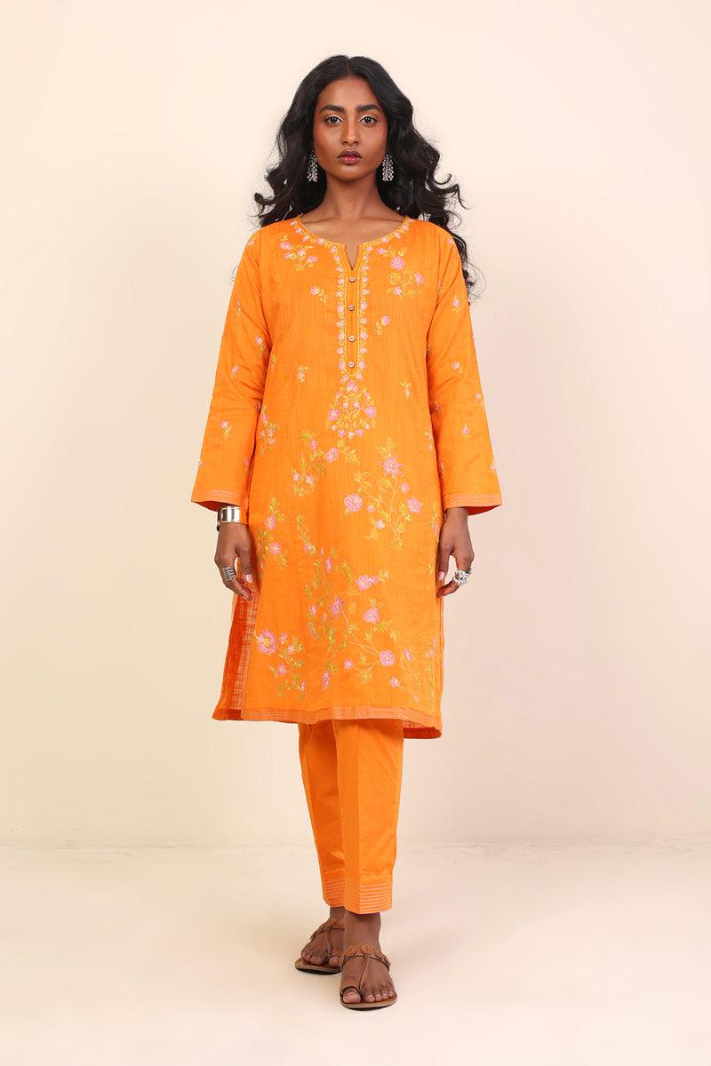 Generation - Sunehri Phool Embroidered 2-Piece - Orange - Lawn