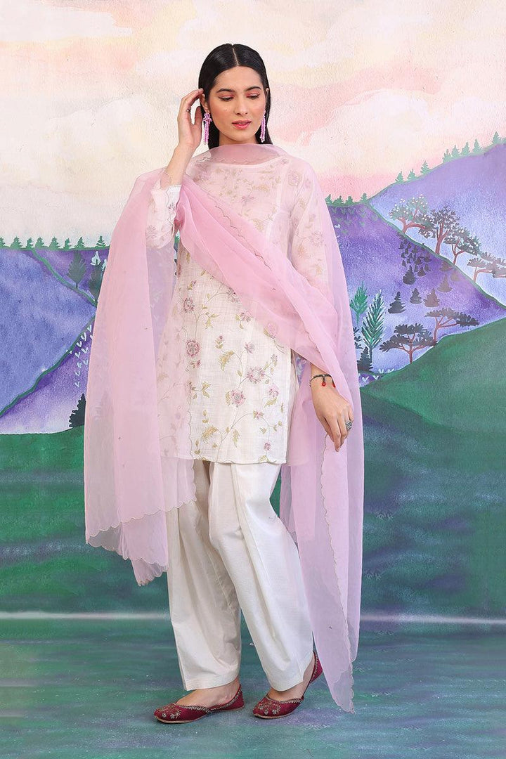 Generation - Sunehri Phool Suit - Off White - Lawn - 3 Piece