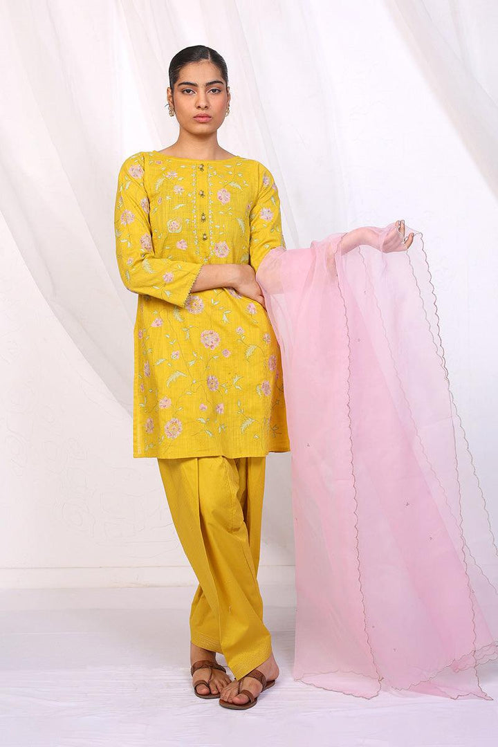 Generation - Sunehri Phool Suit - Red - Lawn - 3 Piece