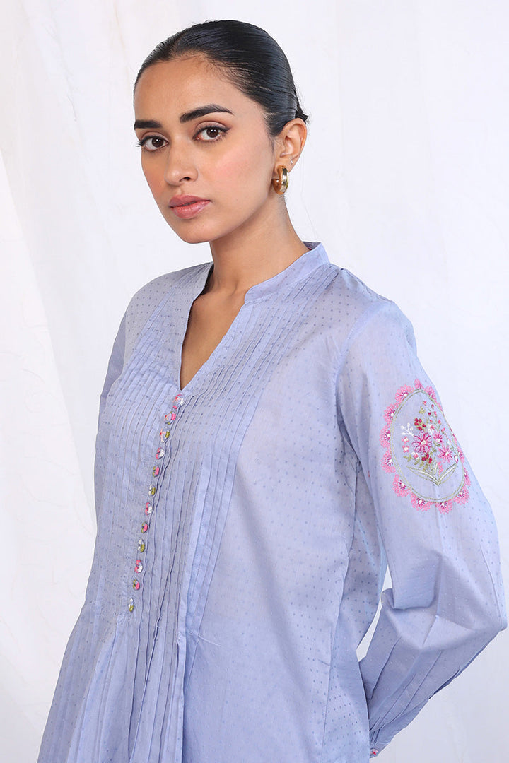 Generation - Phoolmati Embroidered 2-Piece Set - Sky Blue - Lawn