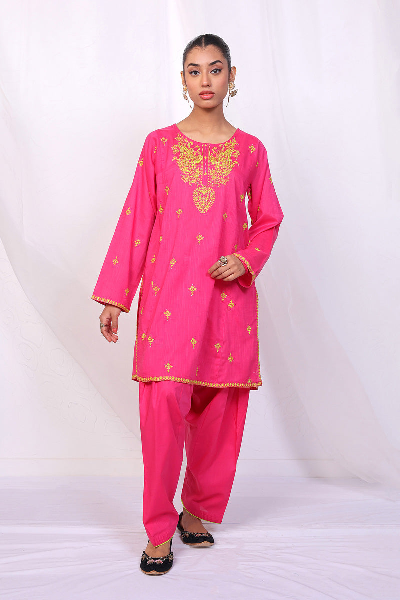 Generation - Rangeen Embroidered Set - Pink - Lawn - 2 Piece