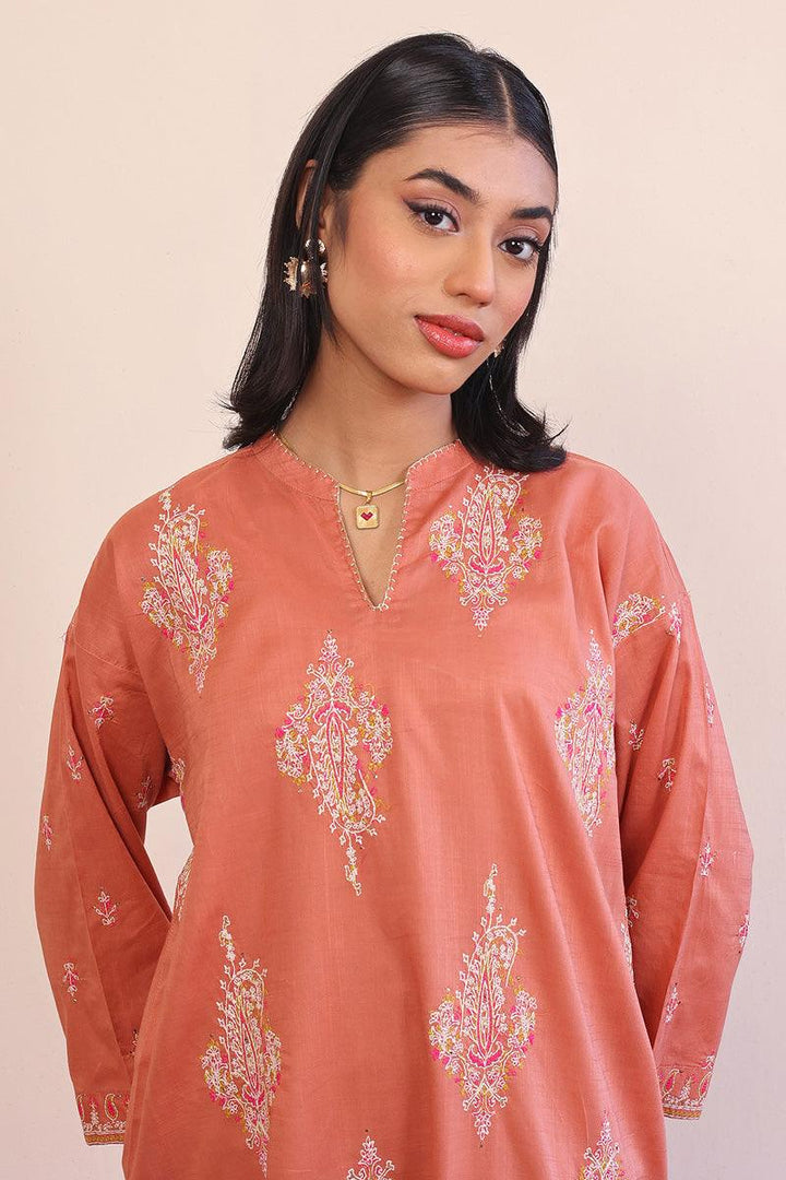 Generation - Rangeen Embroidered Set - Peach - Lawn - 2 Piece