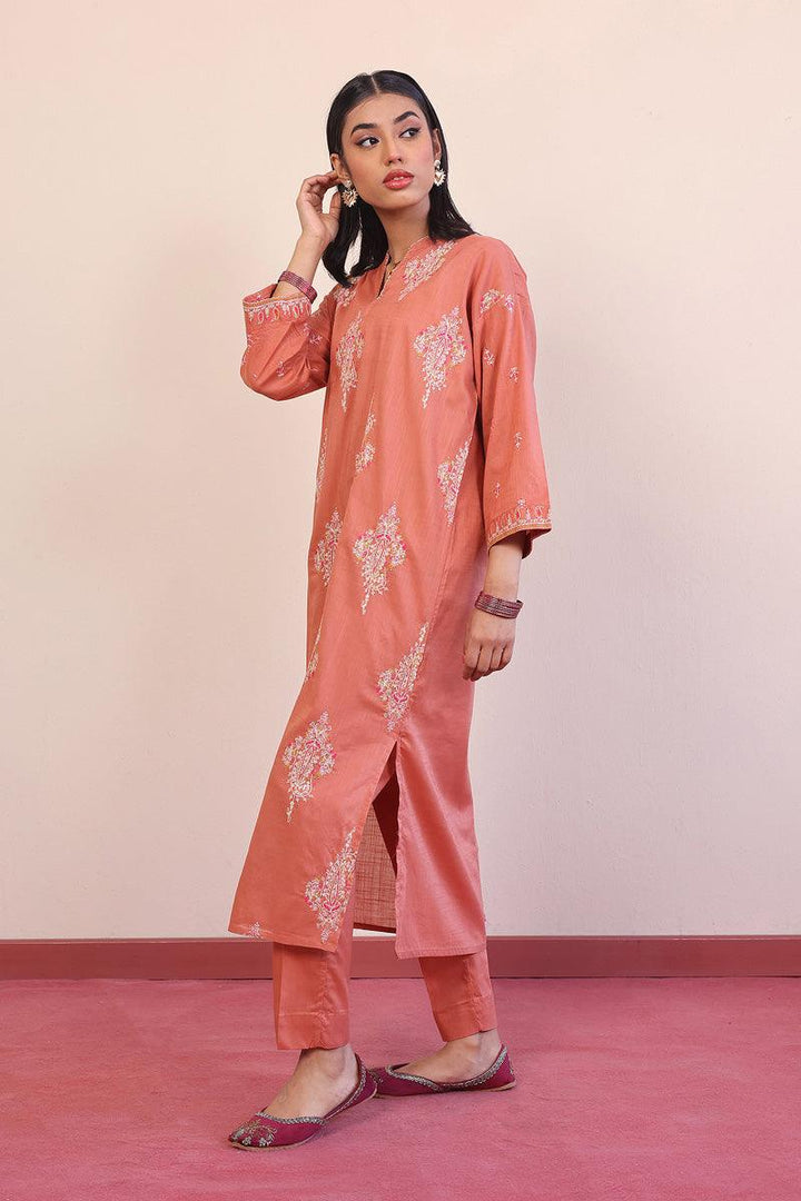 Generation - Rangeen Embroidered Set - Peach - Lawn - 2 Piece