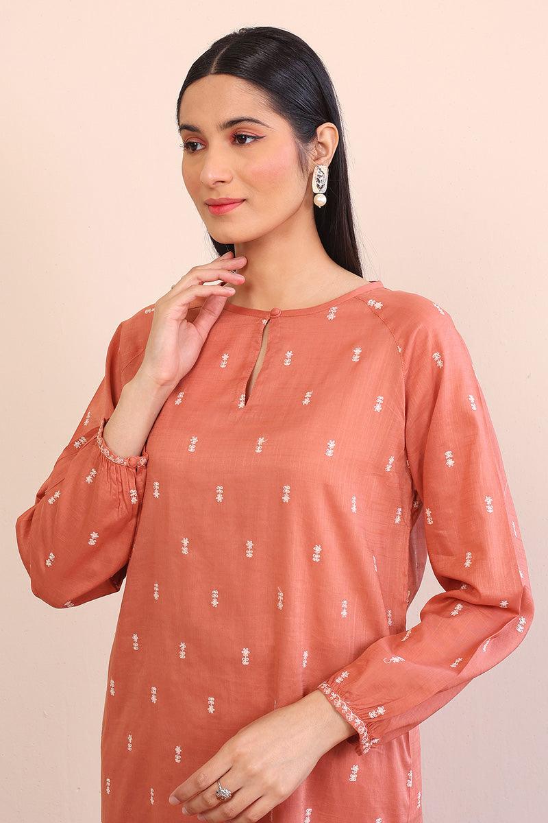 Generation - Rangeen Embroidered Set - Peach - Lawn - 2 Piece