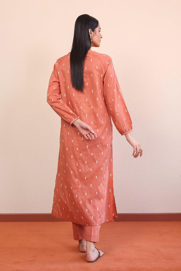 Generation - Rangeen Embroidered Set - Peach - Lawn - 2 Piece