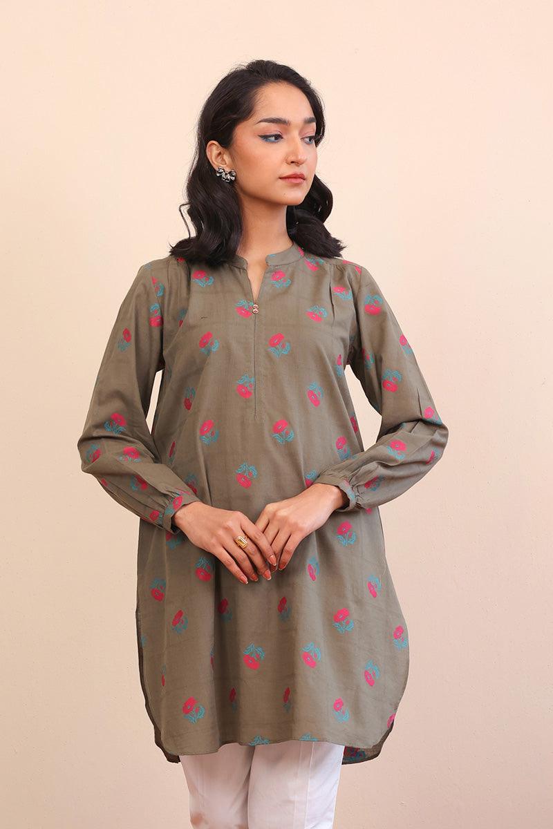 Generation - Nordic Nights Kurti - Olive Green - Jacquard - 1 Piece