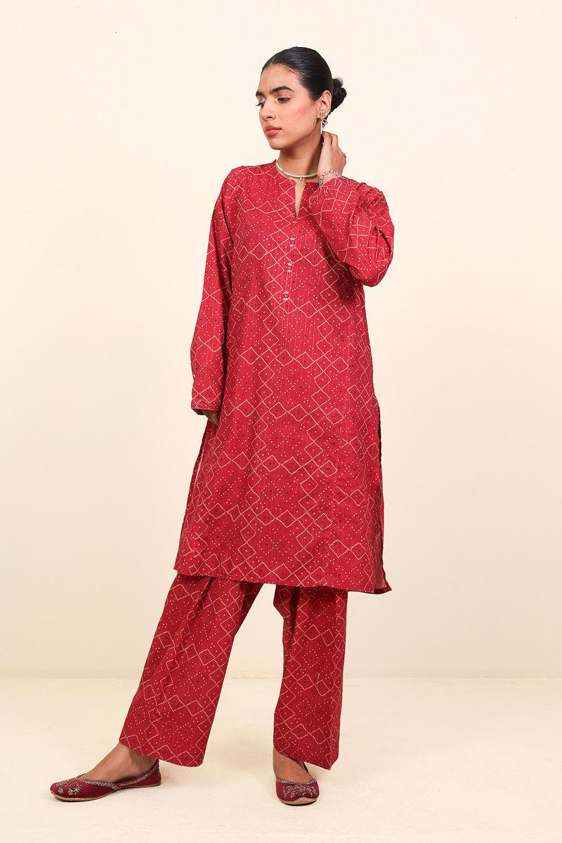 Generation - Chandarkani Printed Set - Red - Lawn - 2 Piece