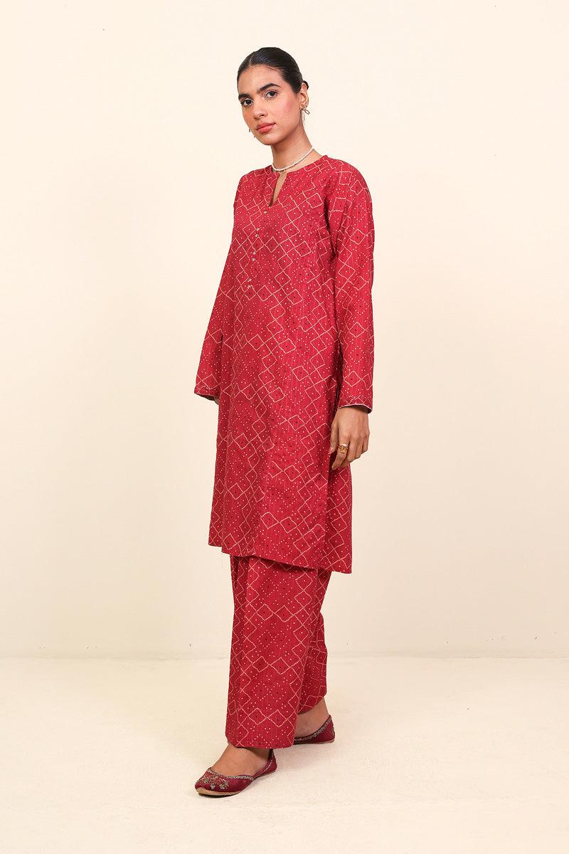 Generation - Chandarkani Printed Set - Red - Lawn - 2 Piece
