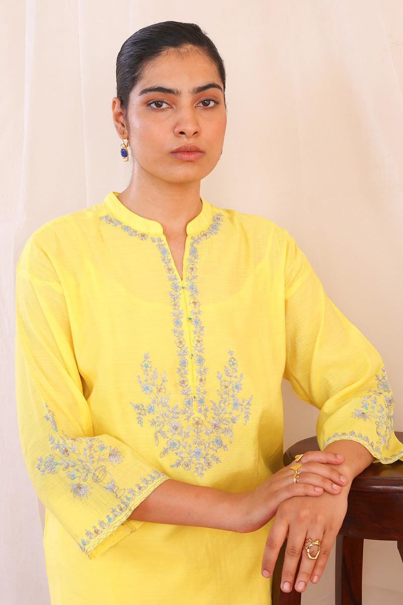 Generation - Shehzaadi Chanderi Blend Suit - Cotton - Yellow - 3 Piece
