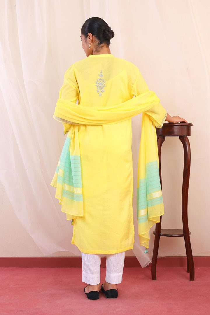 Generation - Shehzaadi Chanderi Blend Suit - Cotton - Yellow - 3 Piece