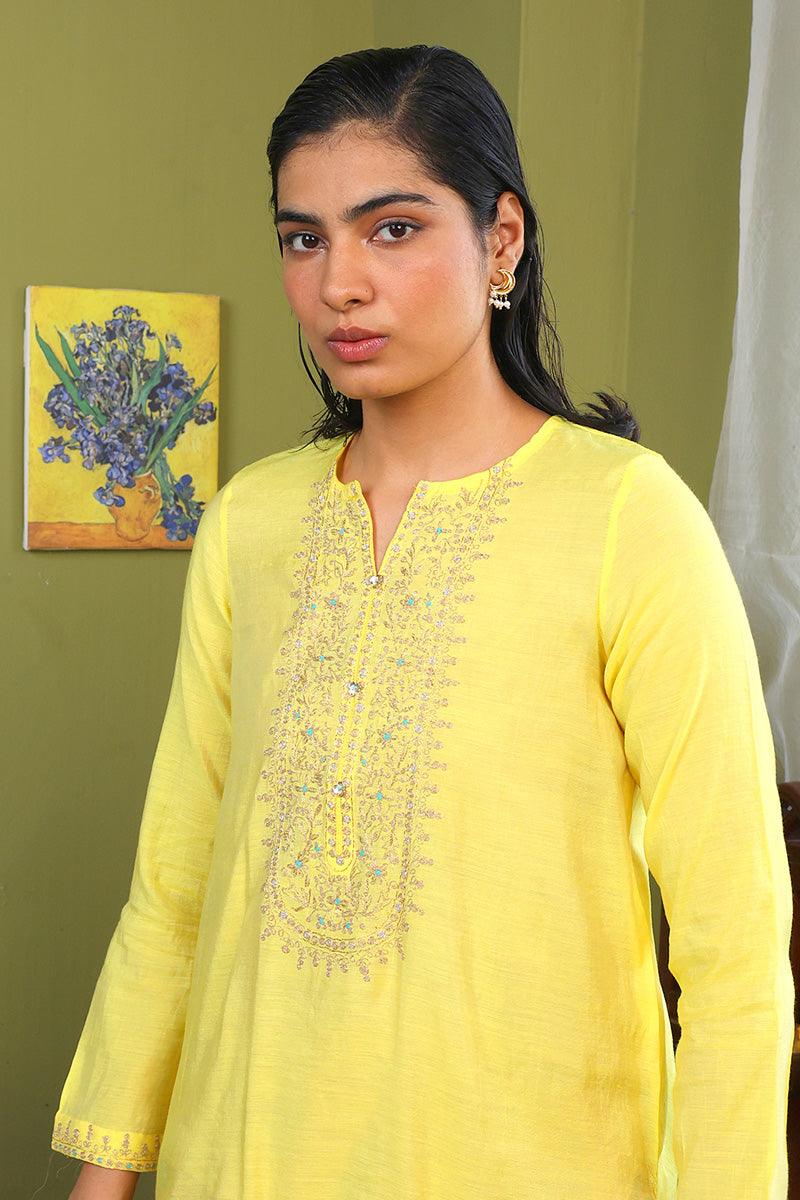 Generation - Shehzaadi Kurti - Cotton - Yellow - 1 Piece