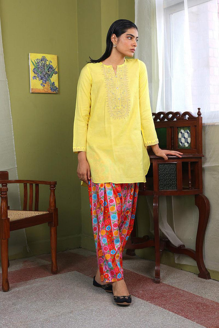 Generation - Shehzaadi Kurti - Cotton - Yellow - 1 Piece