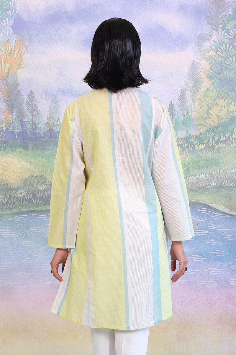 Generation - Peacock Kurta - Yellow - Lawn - 1 Piece