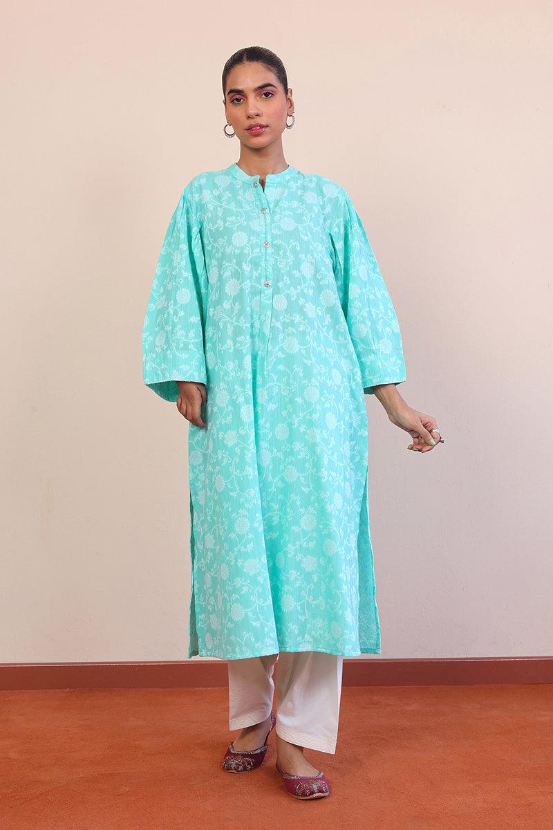Generation - Breezy Blues Kurta - Green - Lawn - 1 Piece
